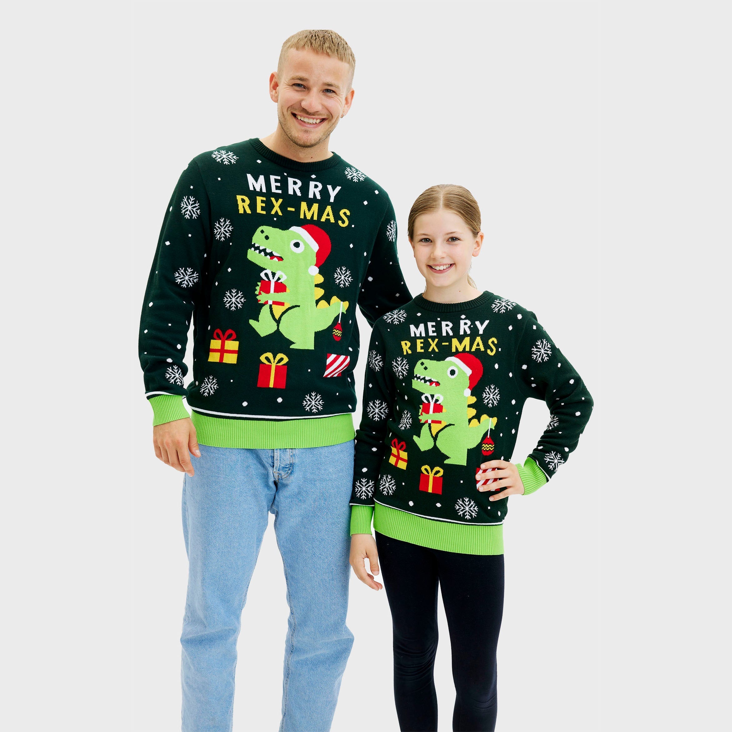 Niedlicher Dino-Weihnachtspullover – Kind.